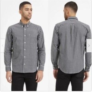 Everlane Black and White Checkered Casual Button Down Shirt
